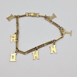 Vintage 1940s Girls' Brownie Charm Bracelet Girl Scouts Gold Tone 6.25in